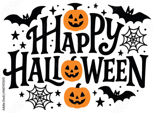 Halloween vector design with pumpkins and spooky elements - perfect for holiday projects