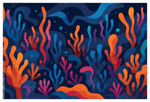 Fantastical underwater world vector: vibrant marine life and oceanic beauty illustration