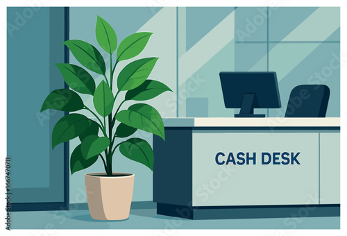 Office plant vector: tranquil greenery for workspace decor - enhance productivity and beauty