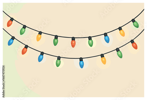 Festive holiday lights vector: christmas, celebration, festivity, seasonal decor, joyful ambiance