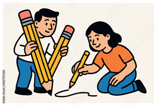 Creative teamwork vector: collaborative art and community engagement illustration