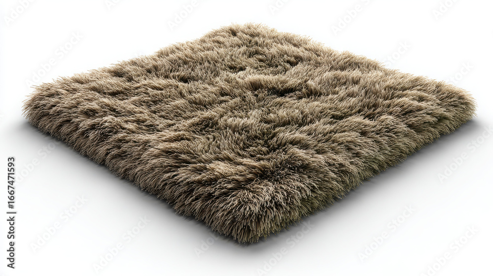 Fototapeta premium Soft brown shaggy carpet with thick texture and cozy feel