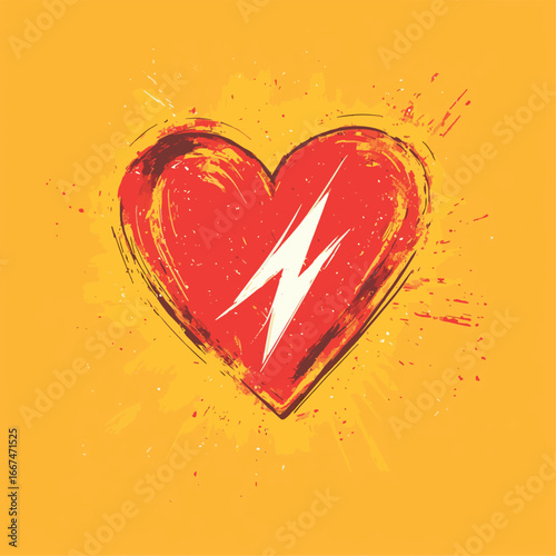 The red heart symbol with lightning bolt