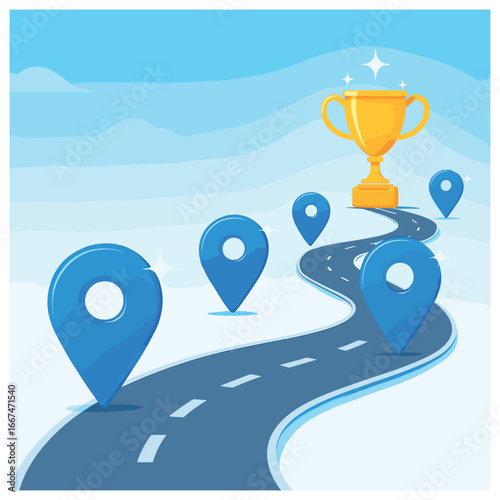 Success pathway vector: achieving goals and milestones for personal and professional triumph