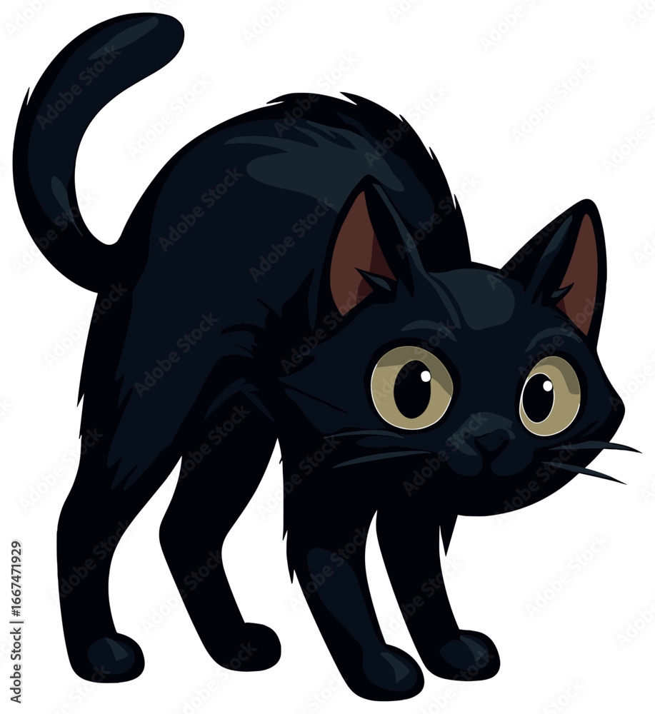 Fototapeta premium Playful black cat vector: cute cat illustration for halloween and minimalist design