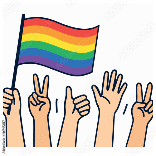 Lgbt icon. Hands of Unity simple compose. Vector illustration