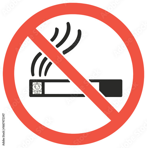 No smoking icon vector: cigarette prohibition symbol for health awareness and safety