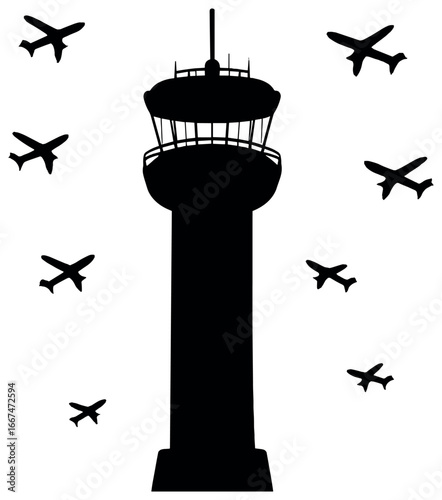 Air traffic control: aviation coordination with airplanes for efficient flight management vector