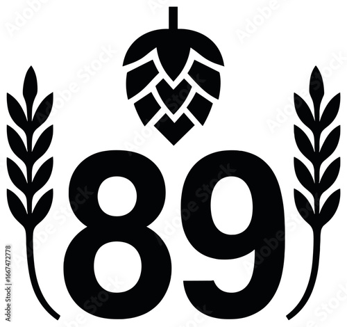 Minimalist beer label design vector | modern brew branding concept with iconic elements