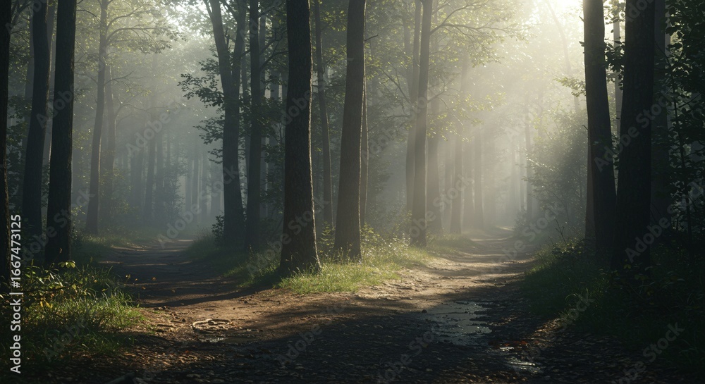 Fototapeta premium Diverging Trails in a Mystical Forest