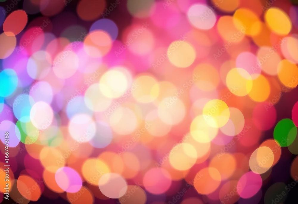 Obraz premium Abstract vibrant multicolored glowing lights bokeh background, effect, festive
