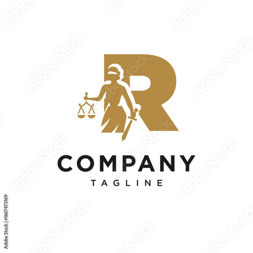 Letter R Themis Logo Icon Vector