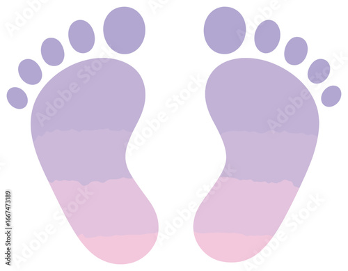 Colored baby footprints vector for birth announcements or baby showers – newborn silhouette design
