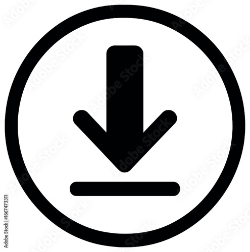 Download arrow vector: digital download symbol for web, app, and user interface