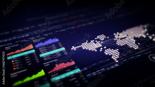 Dynamic data visuals for business info graphics, animated charts, and data-driven insights for a business meeting mock-up. Explore the world of trading, stock exchanges, and crypto
