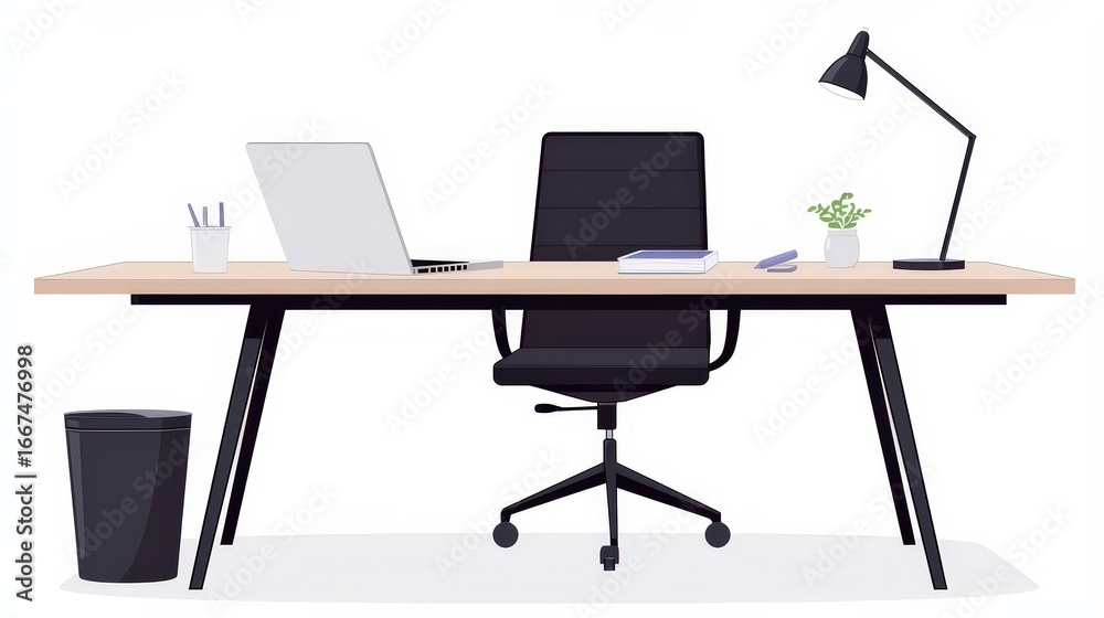 Naklejka premium Contemporary modern empty office desk scene from 34 s