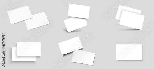 Business card mockup for your design template. Blank empty credit card mockup. Blank white gift card paper placeholder mockup