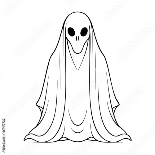 Clean outline drawing of a Poltergeist staring minimalistic design for coloring page