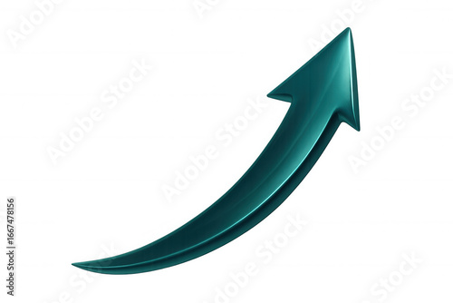 Wallpaper Mural Glossy teal 3d arrow rising upward, symbolizing growth trajectory against transparent backdrop Torontodigital.ca