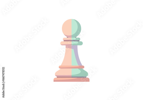 Pastel-Colored Chess Pawn Split Design Strategy Game Piece.