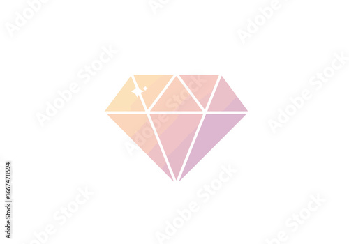 Pastel Pink and Orange Gradient Diamond Gemstone Illustration.
