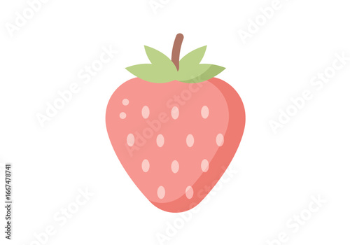 Flat Design Illustration of a Single Strawberry.