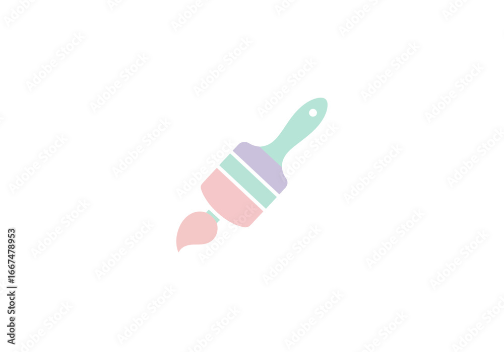 Pastel-Colored Paintbrush Icon with Handle and Bristles. Pastel-Colored Paintbrush Icon with Handle and Bristles.