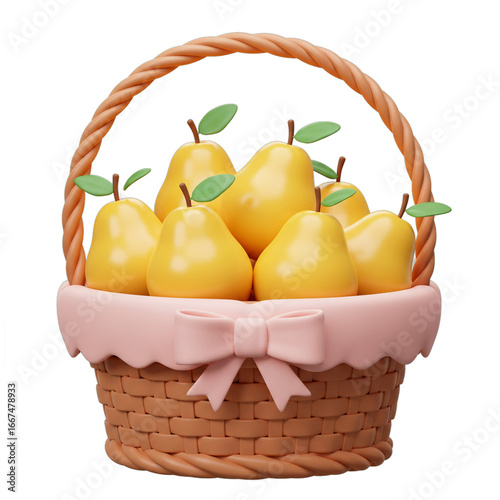 Pears Fruit Basket Hamper inside an elegant basket with decorative ribbon_background_removed.png