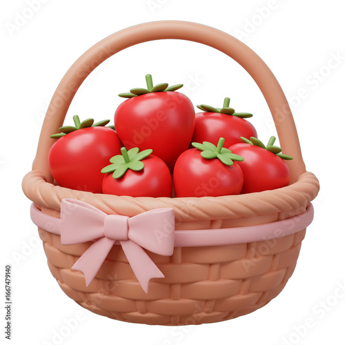 Strawberry Fruit Basket Hamper inside an elegant basket with decorative ribbon_background_removed.png