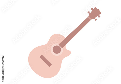 Pale Pink Acoustic Guitar Illustration.