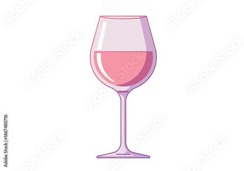 Illustration of a Glass of Pink Wine.