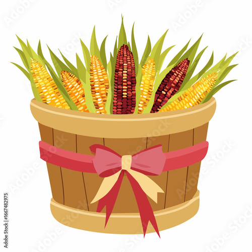 heirloom indian corn basket at fall farm stand