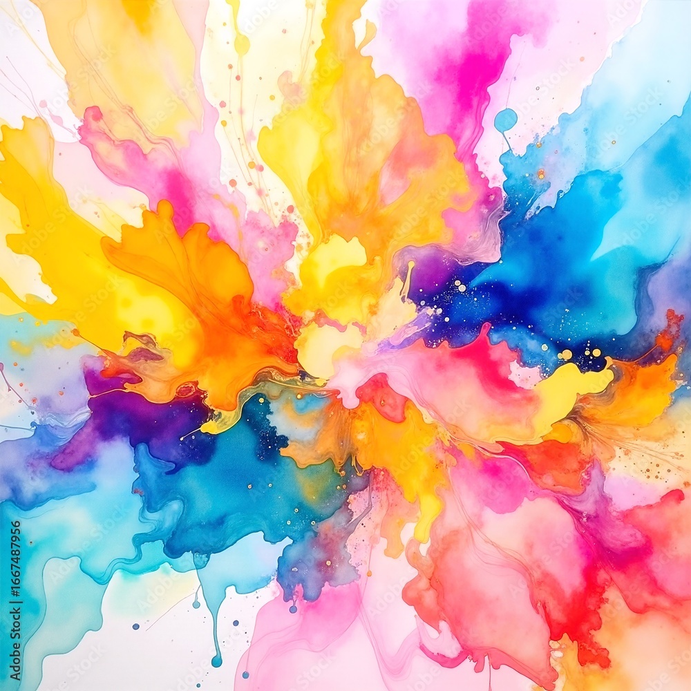 Fototapeta premium A vibrant abstract painting featuring bold colors and dynamic shapes.