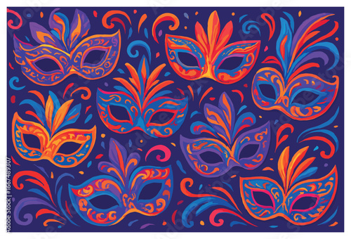 Vibrant carnival masks vector for festive celebrations and colorful party themes