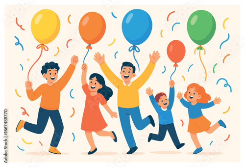 Festive balloon celebration vector for holiday parties and joyful gatherings