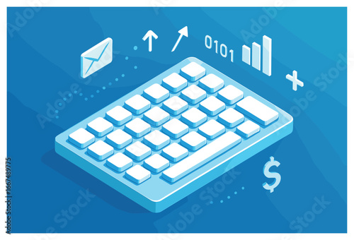 Interactive floating keyboard vector: digital communication & computation conceptual design