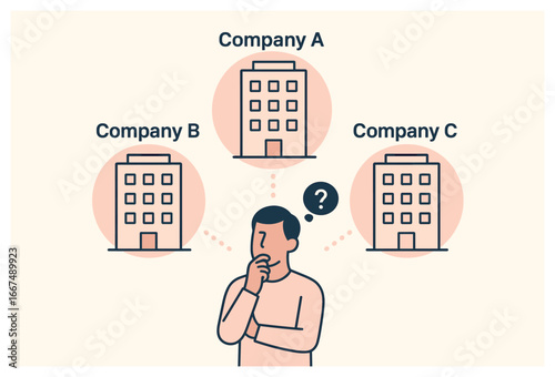 Business decision-making vector: compare companies for strategic choices and analysis