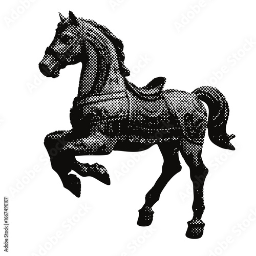 Carnival carousel horse halftone grunge vector design element