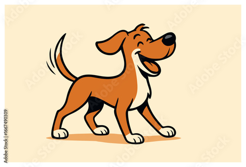 Joyful cartoon dog vector - happy puppy art for children's day and animal enthusiasts