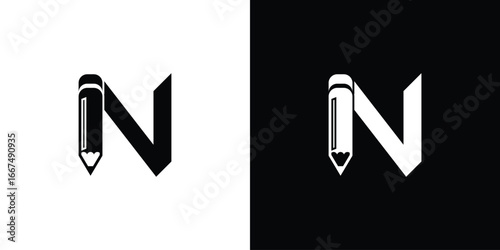 Creative pencil logo with combination letter from A to Z premium vector