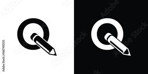 Creative pencil logo with combination letter from A to Z premium vector