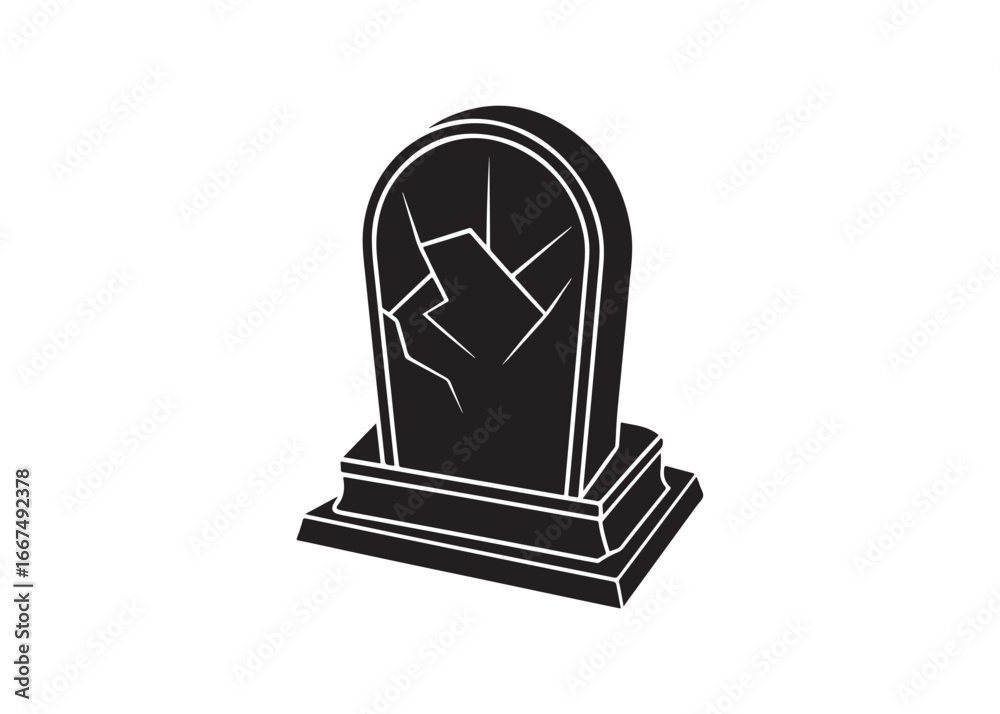 Fototapeta premium Gravestone Silhouette Vector, Gothic Tombstone Illustration.