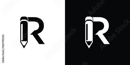 Creative pencil logo with combination letter from A to Z premium vector