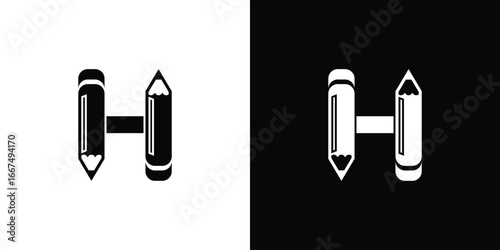 Creative pencil logo with combination letter from A to Z premium vector