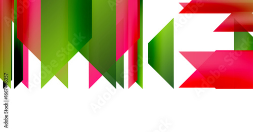 Abstract geometric design. Bold colors, sharp angles, modern aesthetic. Lettering suggests partial word, vibrant composition.