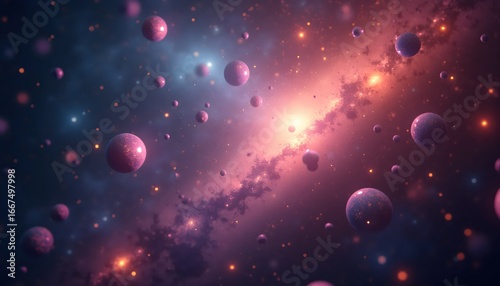 Wallpaper Mural Surreal Cosmic Rain Falling Across Galaxies Of Neon Glowing Planets" Torontodigital.ca