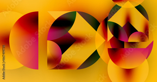 Abstract composition featuring overlapping circles. Warm color palette dominates, creating dynamic visual effect. Smooth gradients present.