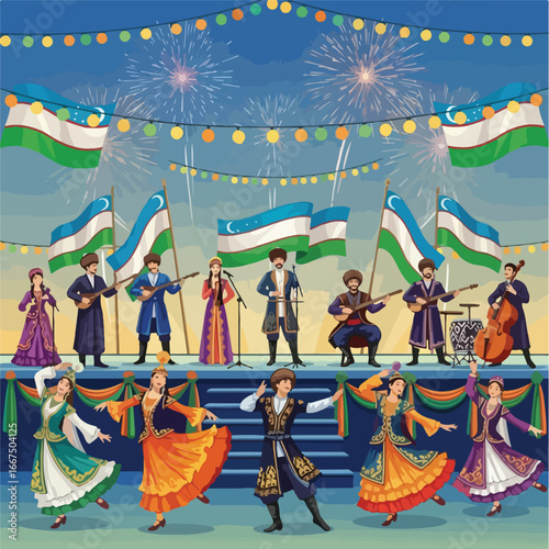 Uzbekistan independence day celebration with music and dance performance
