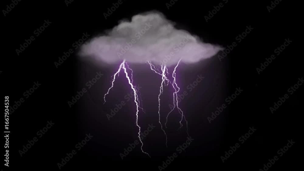 Animation lightning bolt on black background.