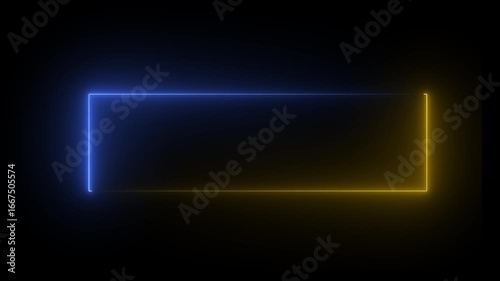 Wallpaper Mural Abstract moving neon square, rectangle frame animation, Glowing neon two color rectangle frame line animation on dark background. Torontodigital.ca